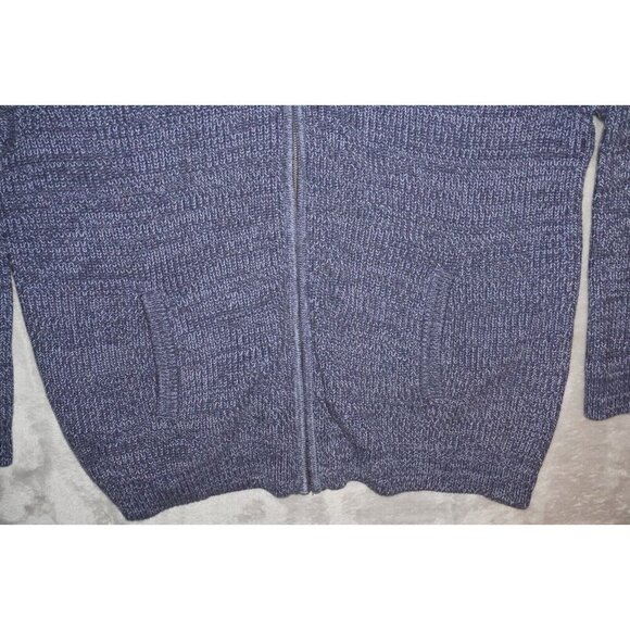 L.L. Bean Men's Blue Full Zip Sweater XL Tall Cotton Marled Knit - Picture 4 of 16